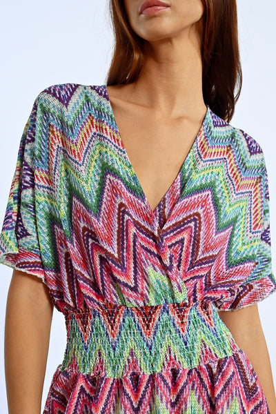 Molly Bracken Zigzag Print Multi Colour Dress