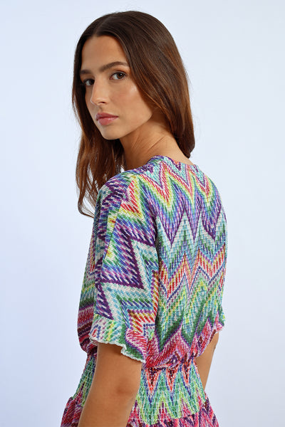 Molly Bracken Zigzag Print Multi Colour Dress