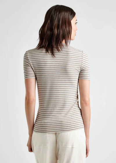 Splendid Stripe Bamboo Quarter Sleeve Tee Oak