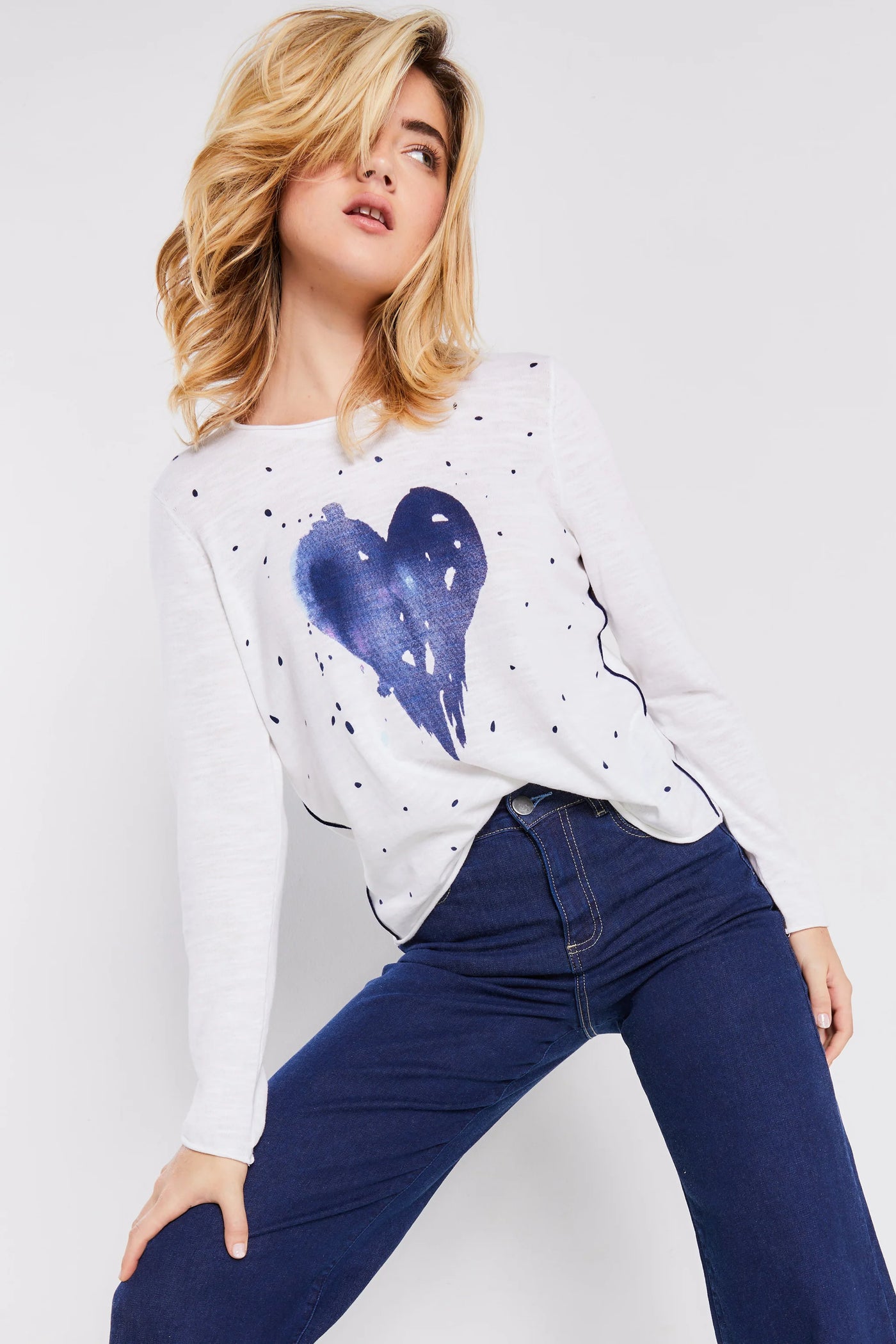 Lisa Todd Feel The Love Heart Sweater - White/Blue