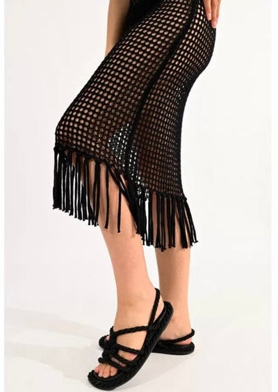 Molly Bracken Crochet Beach Cover Up - Black