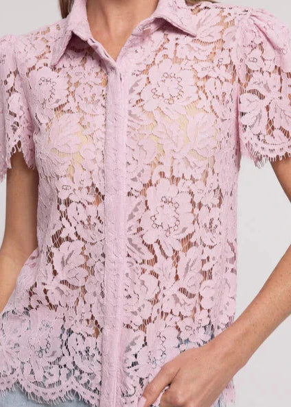 Generation Love Murphy Lace Shirt Powder Pink