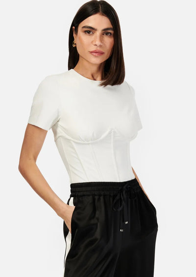 CAMI Corset S/S Bodysuit Tee - White