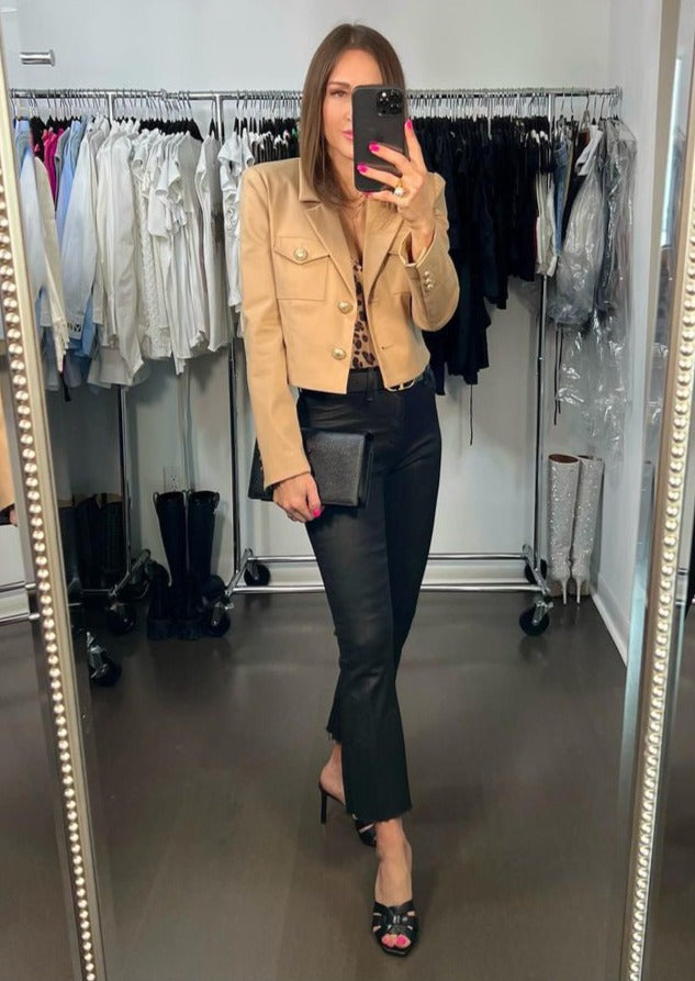 Generation Love Karl Cotton Gabardine Crop Blazer - Taupe