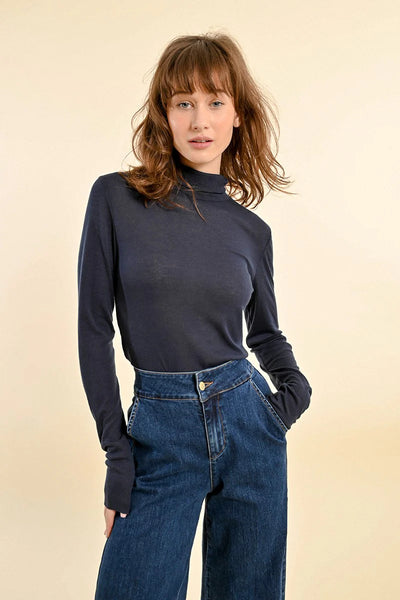 Molly Bracken Basic Turtleneck Navy