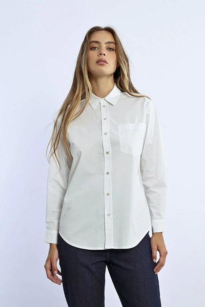 Molly Bracken Basic Cotton White Shirt