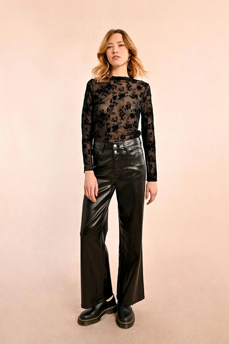 Molly Bracken Wide Leg Faux Leather Pants