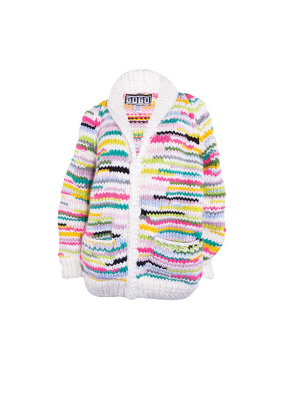 Gogo No Waste Wool Long Cardi Cream/Multi