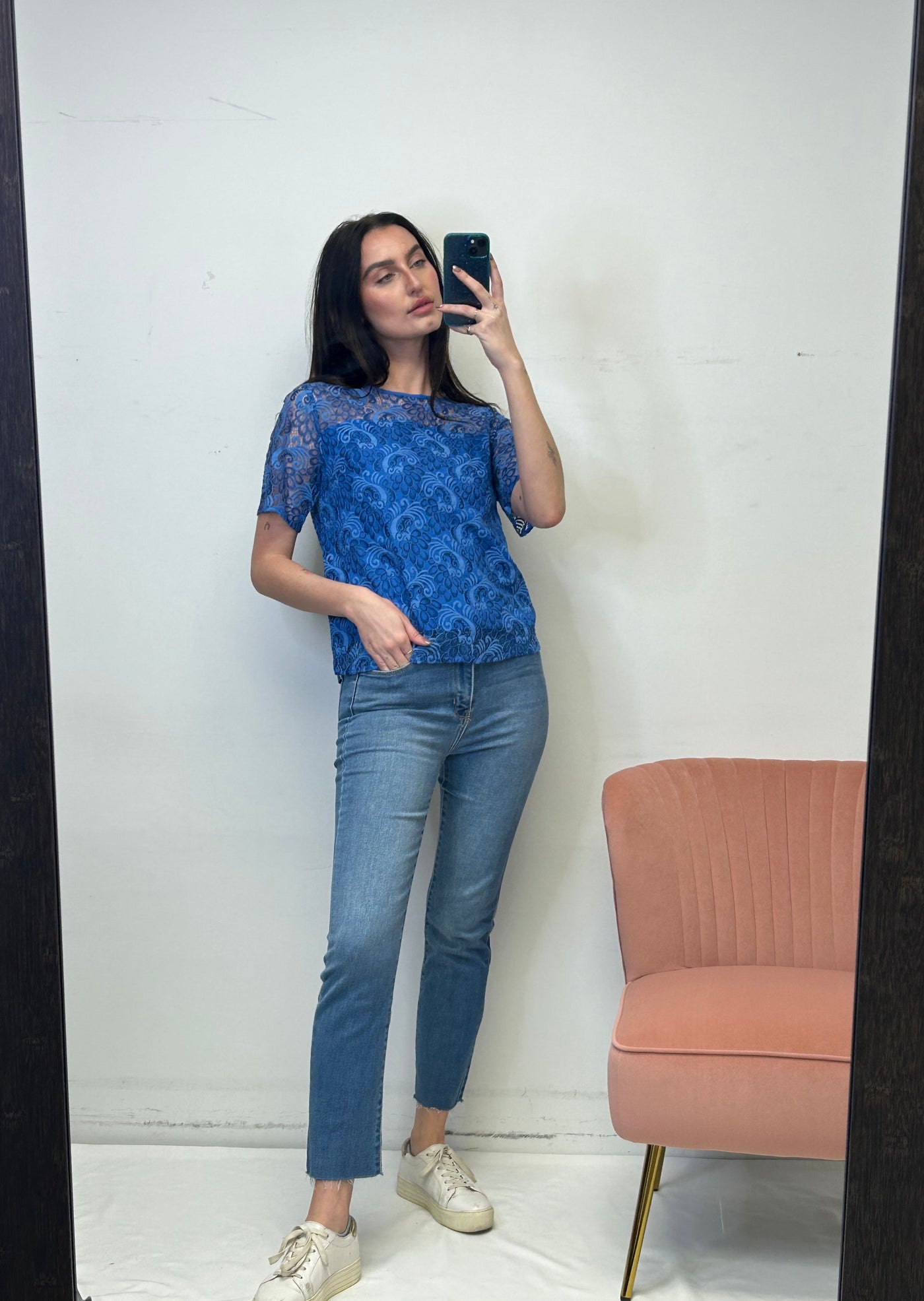 Molly Bracken Lace S/S Top - Blue