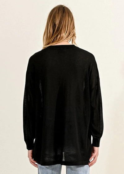 Molly Bracken Mesh Oversized Sweater - Black