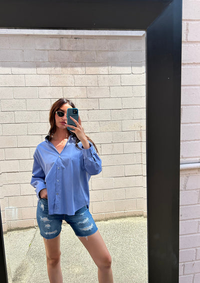 The Pink Door Oversized Shirt Blue