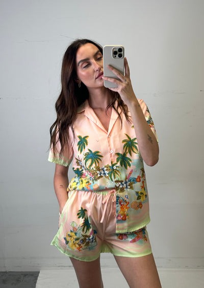 The Pink Door Tropical Palms Shirt -Pink