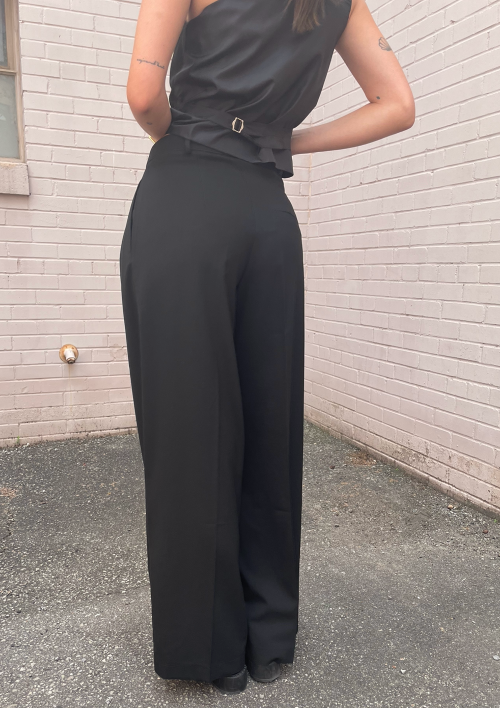 The Pink Door Double Button Dress Trousers - Black