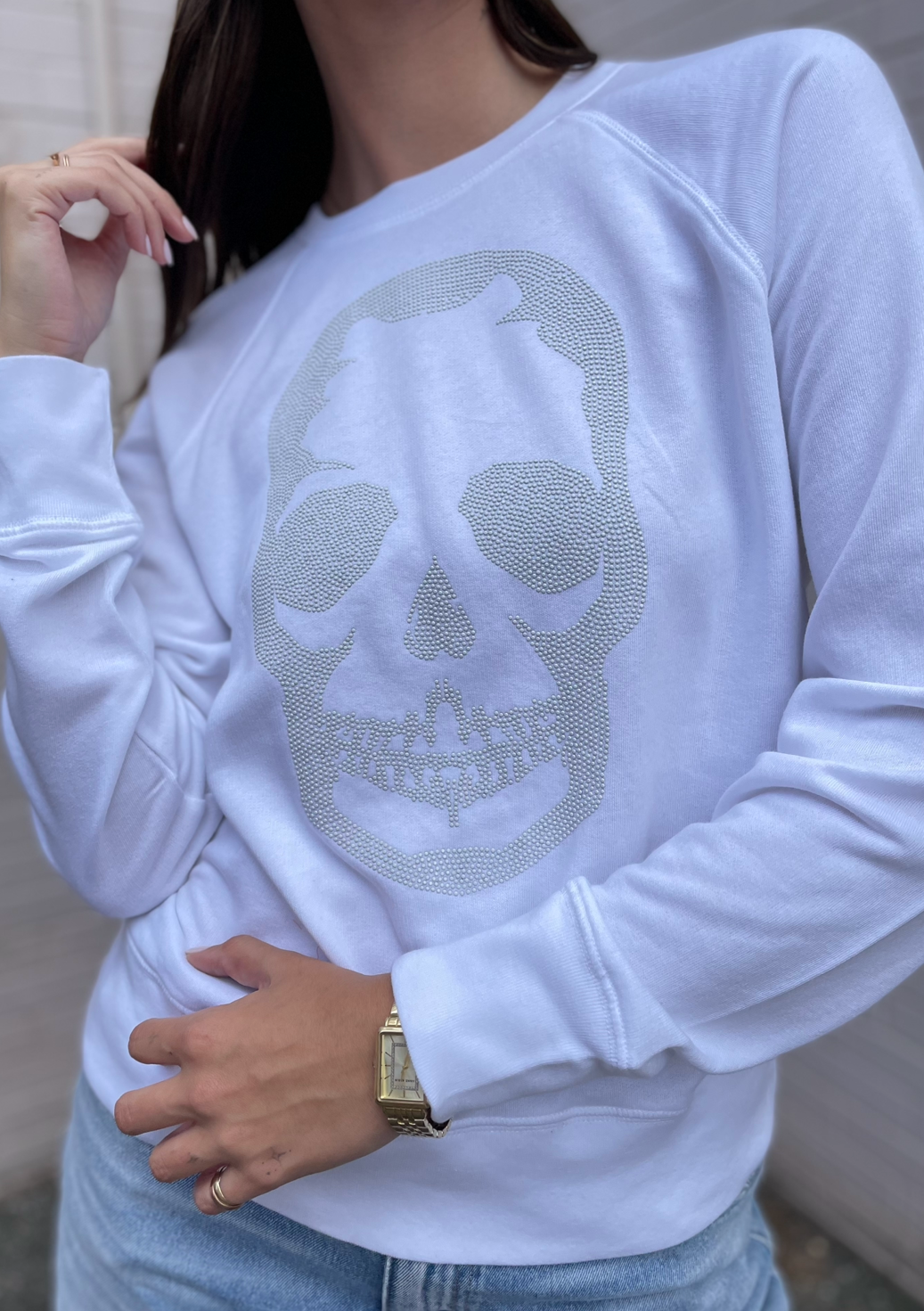 Zadig & Voltaire Skull Studded Crew Sweatshirt - White