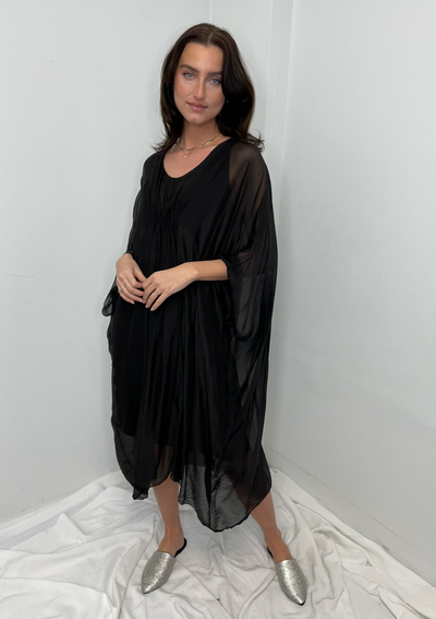 MINI Oversized Silk Dress - Black