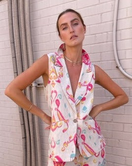 The Pink Door Oversized Print Vest