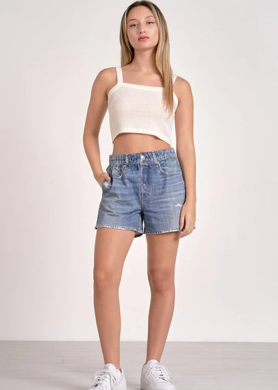 The Pink Door Elan Soft Pull on Shorts - Denim