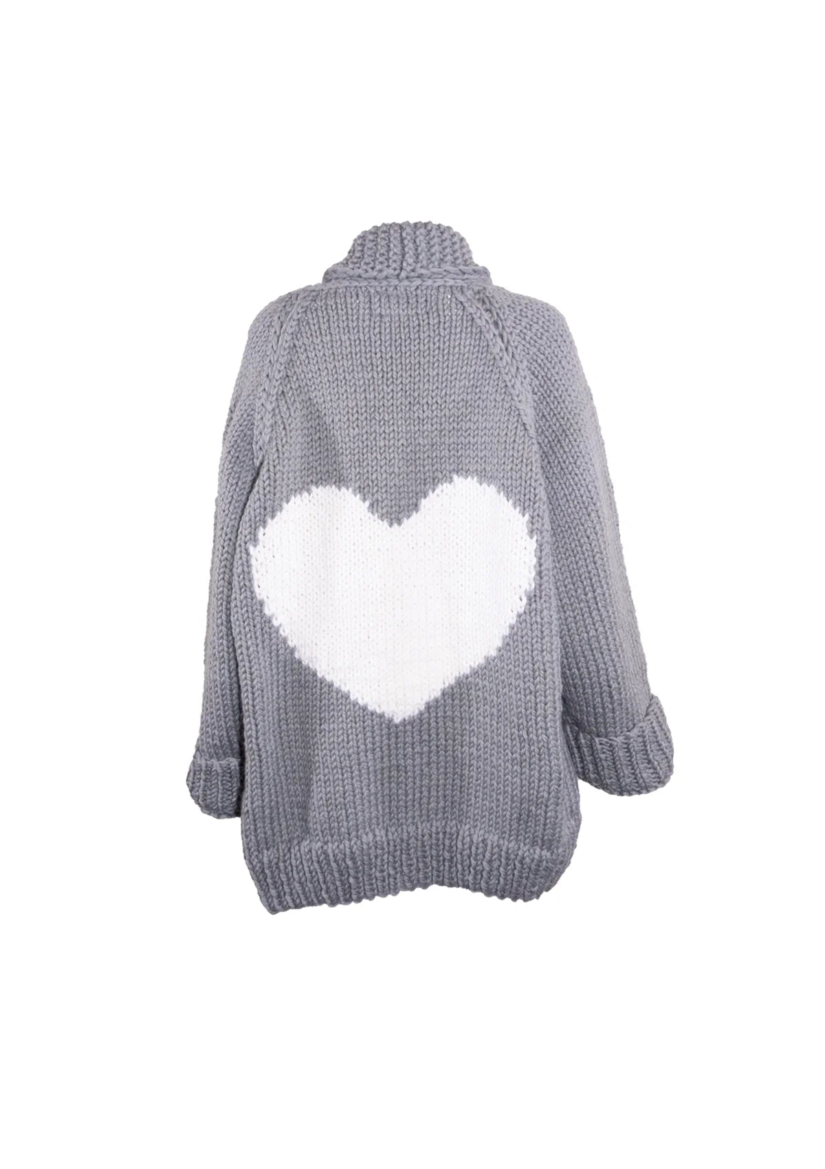 Gogo Long Heart Wool Cardi Stone/Snow