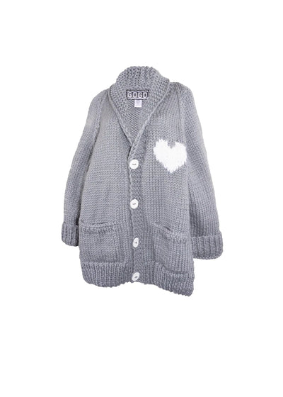 Gogo Long Heart Wool Cardi Stone/Snow