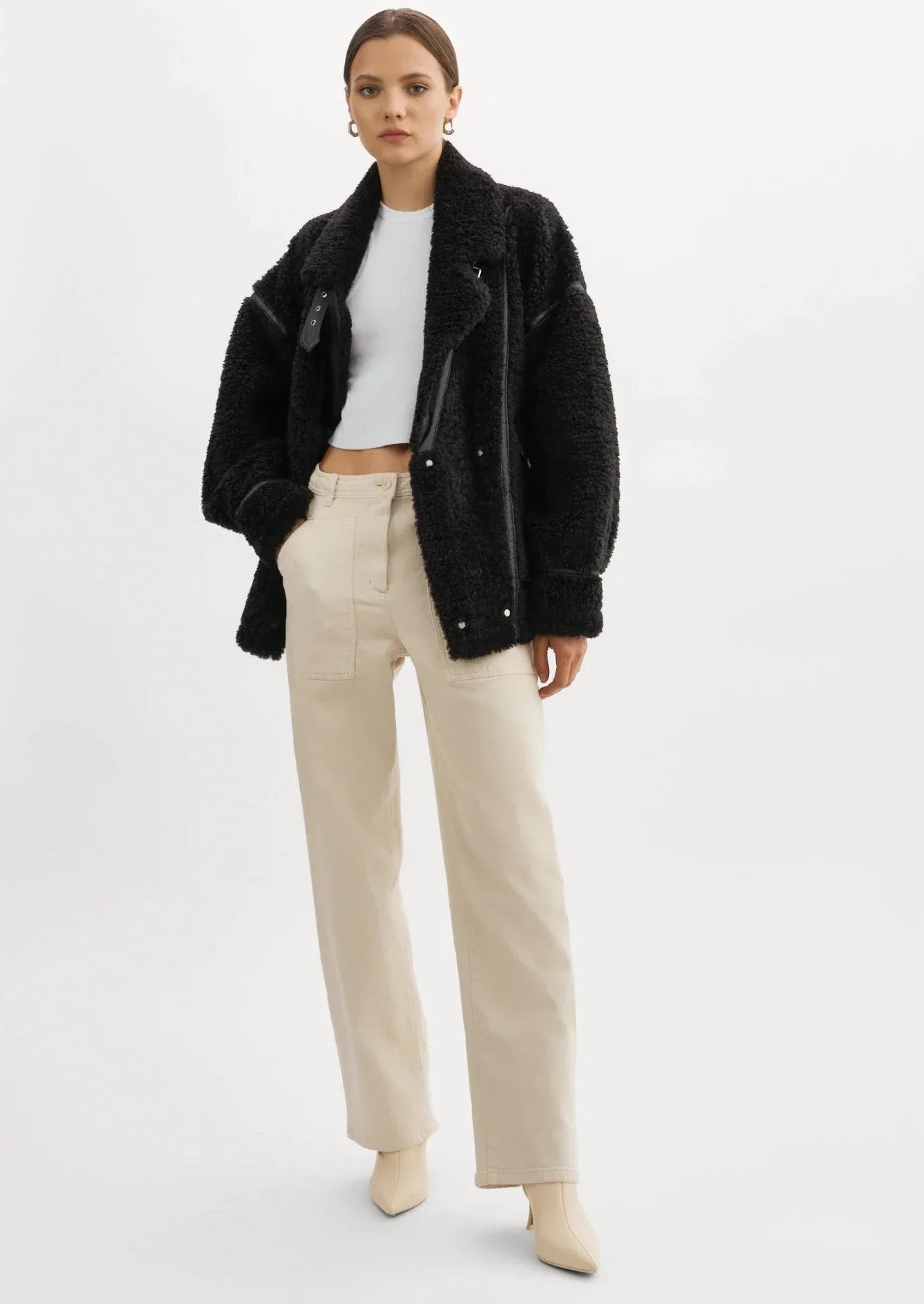 Lamarque Badu Black Shearling Faux Fur Jacket