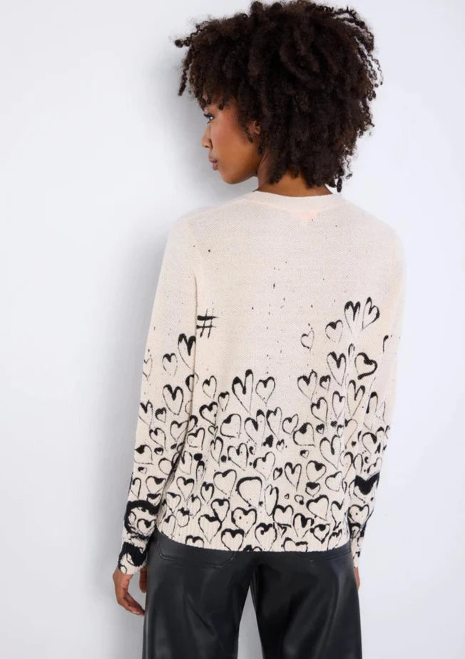 Lisa Todd Love Spiral Graffiti Heart Print Sweater - Cream