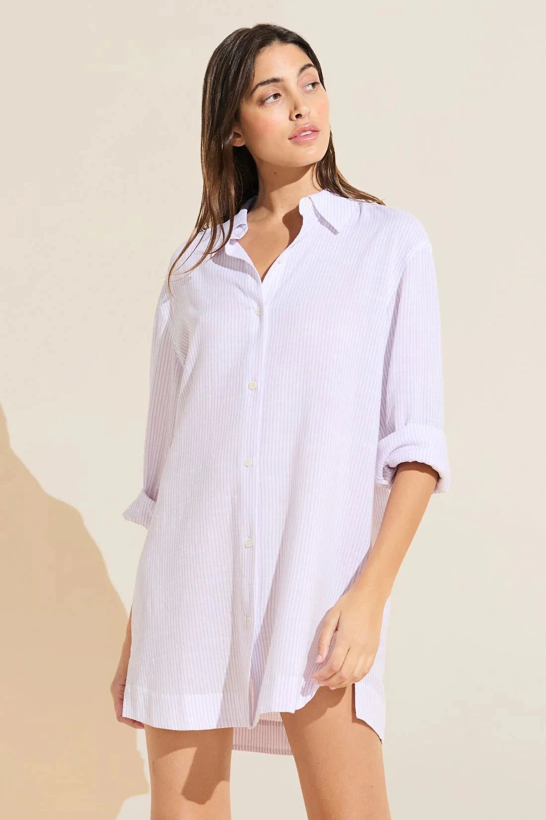 Eberjey Nautico Sleepshirt - White/Lavender