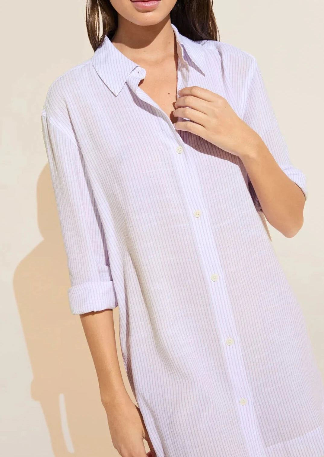 Eberjey Nautico Sleepshirt - White/Lavender