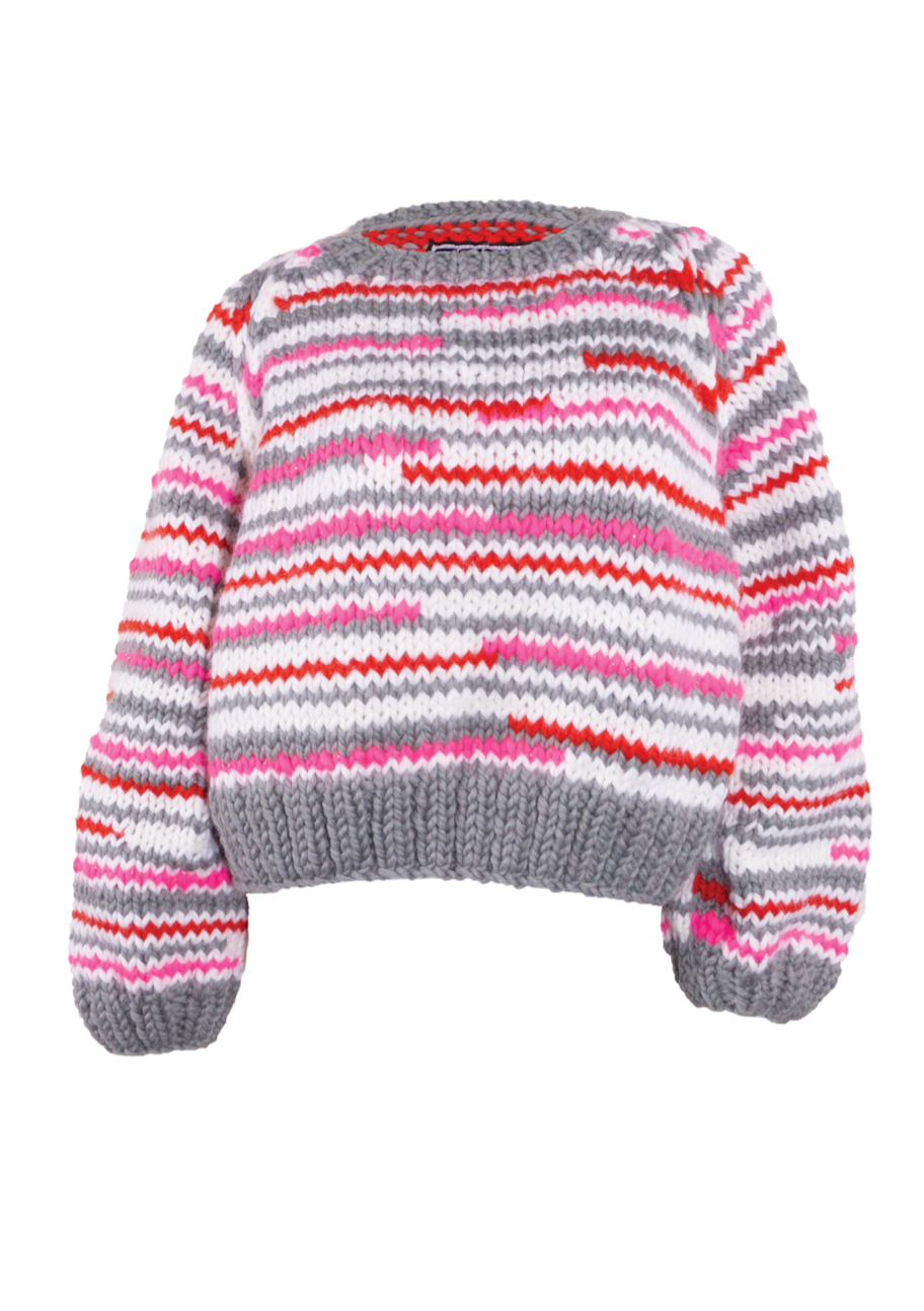 GOGO No Waste Wool Pullover - Grey/Multicolour