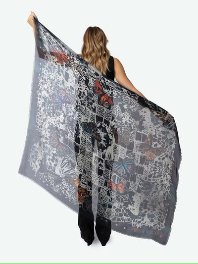 Zadig & Voltaire Scarf Kerry Lace Butterfly Black