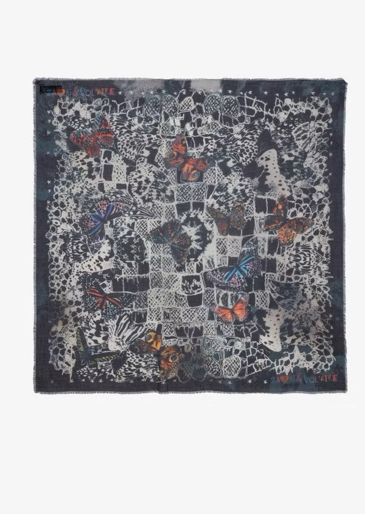 Zadig & Voltaire Scarf Kerry Lace Butterfly Black