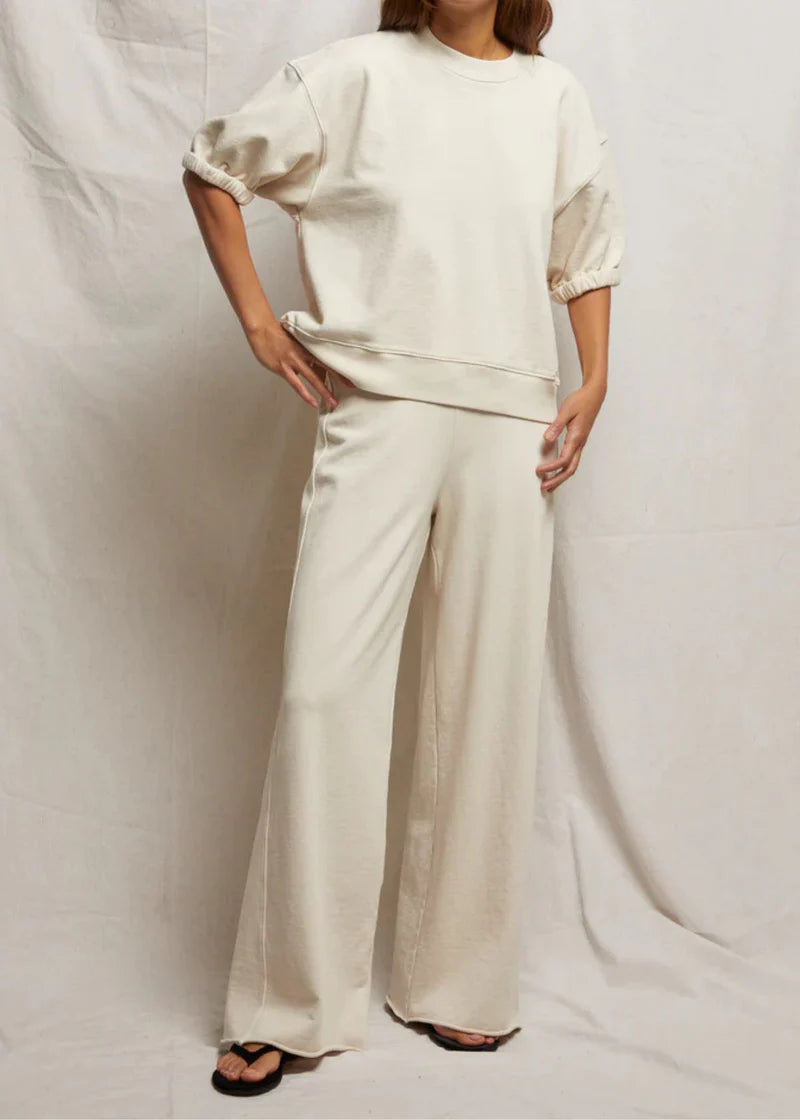 PWT French Terry Wide Leg Pant - Sugar