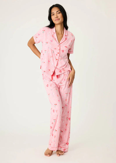 Pj Salvage Whimsy Hearts & Tiger Pj Set - Pink Coral