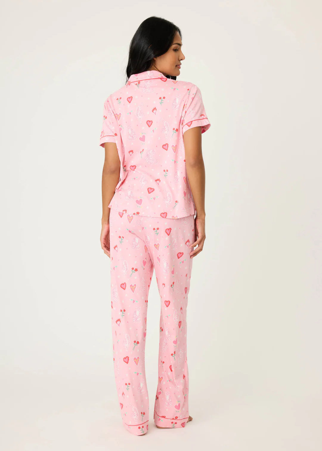 Pj Salvage Whimsy Hearts & Tiger Pj Set - Pink Coral