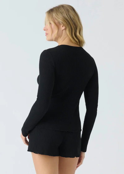 Pj Salvage Reloved Rib Long Sleeve Top - Black