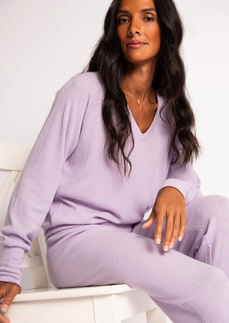 PJ Salvage Textured Essentials L/S Top - Lavender