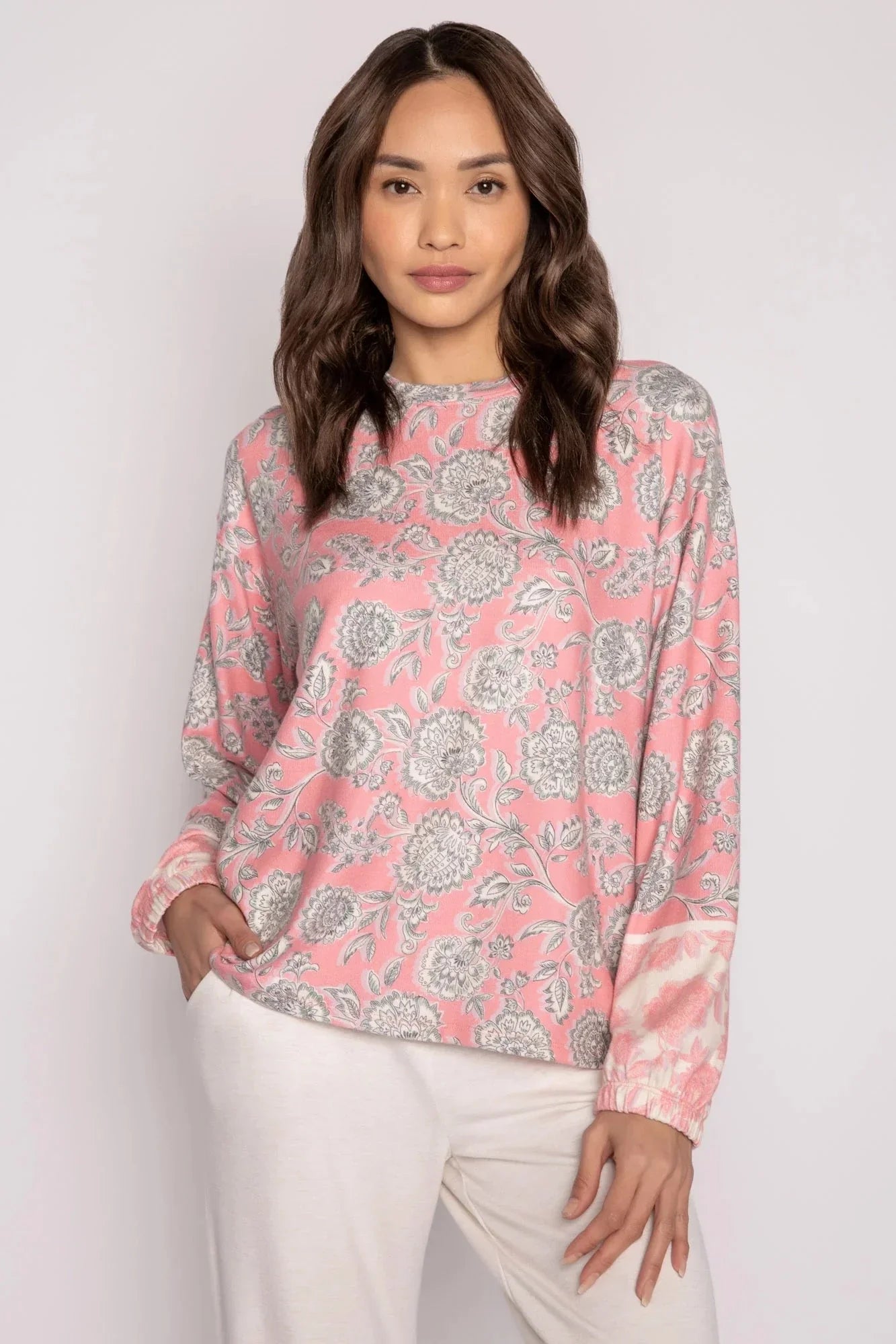 PJ Salvage Boho Chic L/S Top - Coral