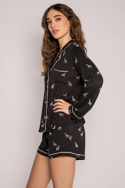 PJ Salvage Giraffe Manor Short Pj Set - Black