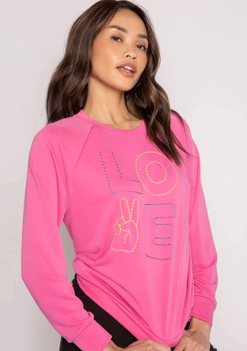 PJ Salvage Neon Dream “Love” L/S Top - Hot Pink