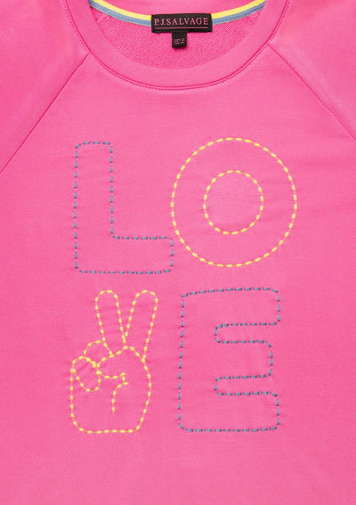 PJ Salvage Neon Dream “Love” L/S Top - Hot Pink