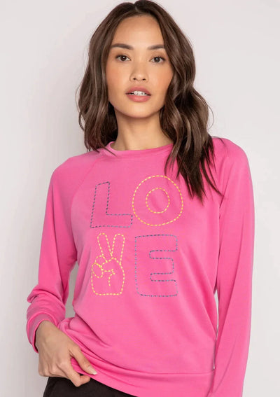 PJ Salvage Neon Dream “Love” L/S Top - Hot Pink