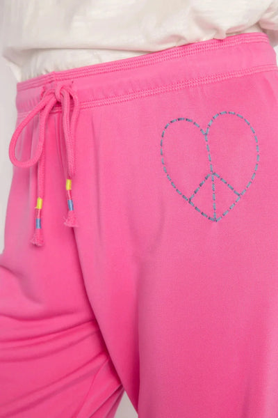 PJ Salvage Neon Dream “Peace” Banded Pants - Hot Pink