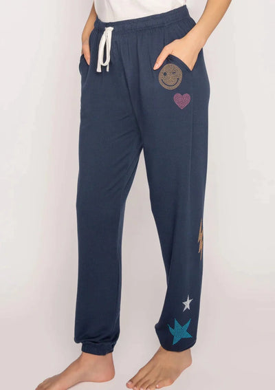 PJ Salvage Stoney State Of Mind Banded Pants - Navy