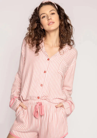 PJ Salvage Stripe Candy Hype Pj Set - Rust