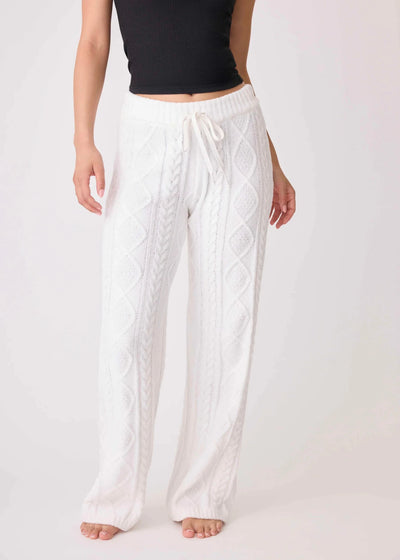 PJ Salvage Chenille Cozy Cable Lounge Pants Ivory