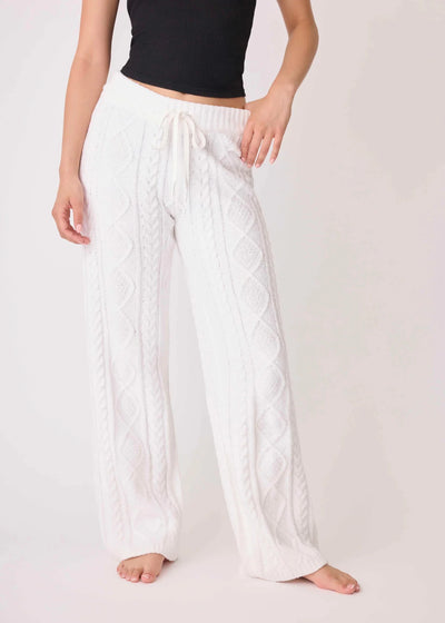 PJ Salvage Chenille Cozy Cable Lounge Pants Ivory