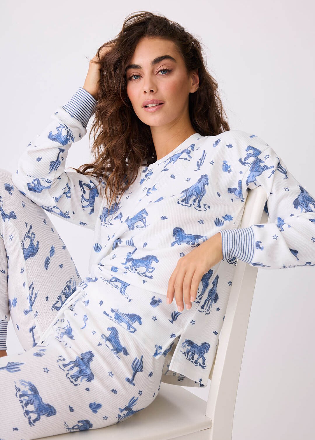 Pj Salvage Dessert Daze L/S Horse & Cactus Print