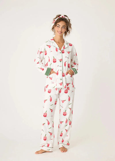 PJ Salvage Flannel Pj Set Ecru Cranberry Cocktail