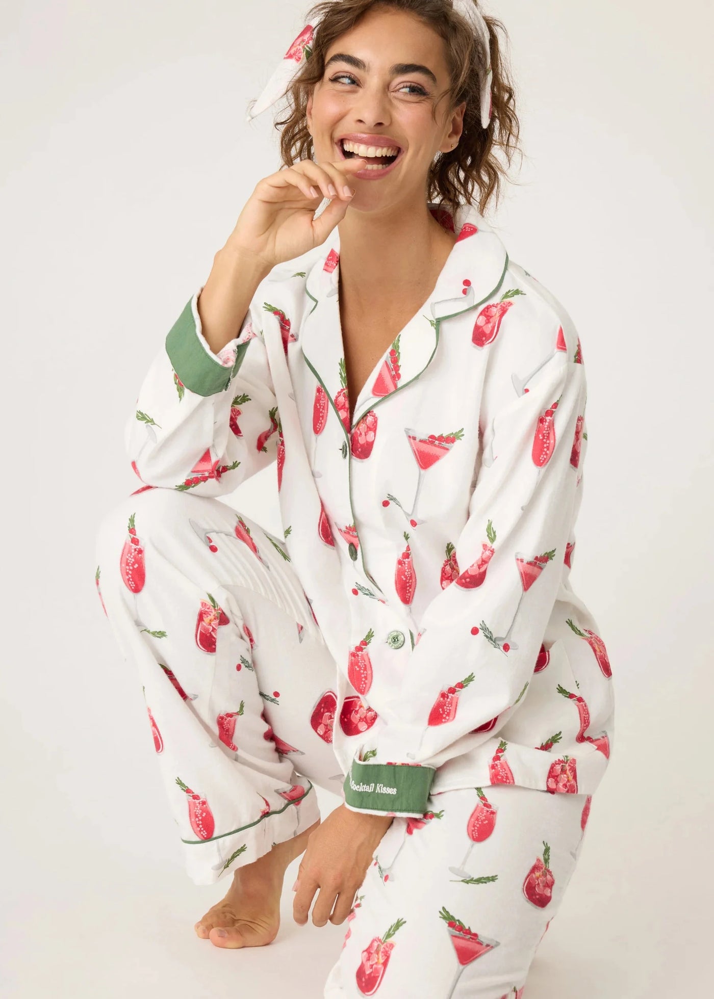 PJ Salvage Flannel Pj Set Ecru Cranberry Cocktail