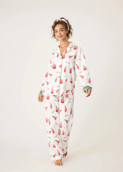 PJ Salvage Flannel Pj Set Ecru Cranberry Cocktail