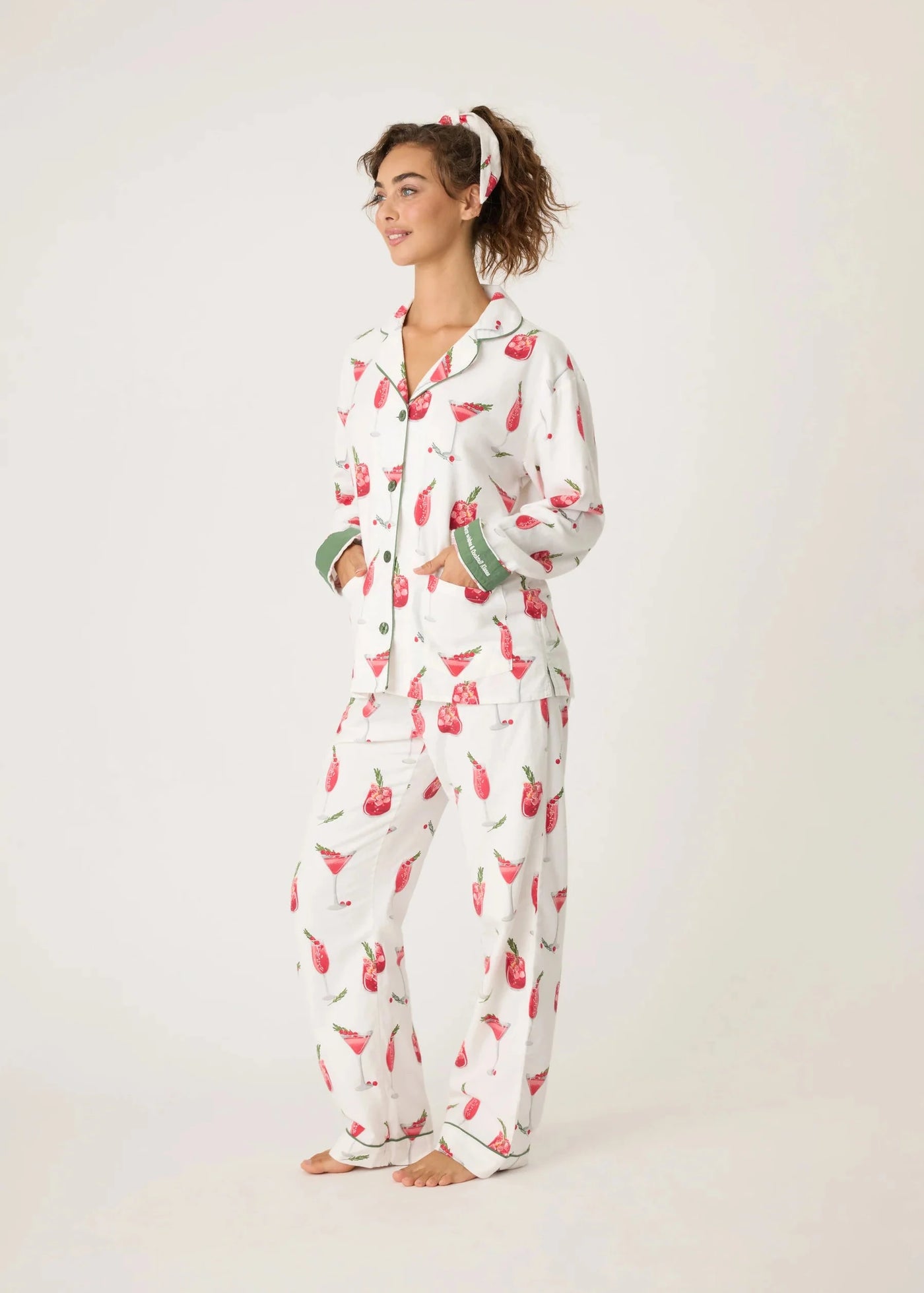 PJ Salvage Flannel Pj Set Ecru Cranberry Cocktail